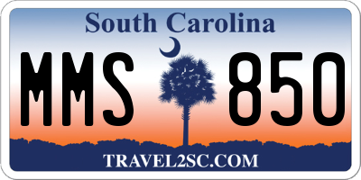SC license plate MMS850