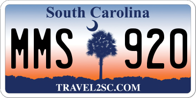 SC license plate MMS920