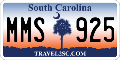 SC license plate MMS925