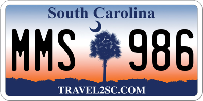 SC license plate MMS986