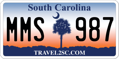 SC license plate MMS987