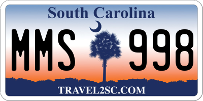 SC license plate MMS998