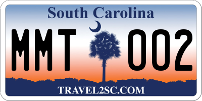 SC license plate MMT002
