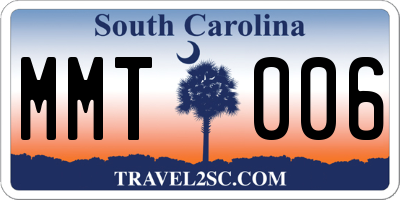 SC license plate MMT006