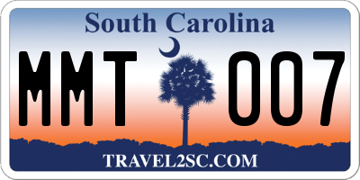 SC license plate MMT007