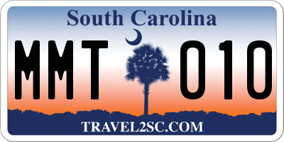SC license plate MMT010
