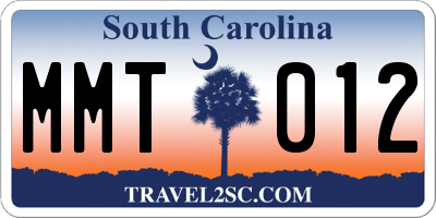 SC license plate MMT012