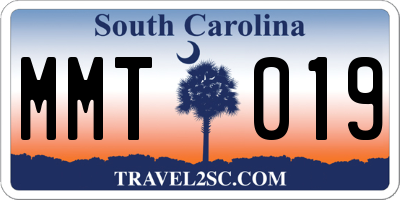 SC license plate MMT019