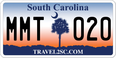 SC license plate MMT020