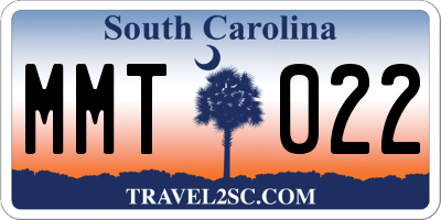 SC license plate MMT022