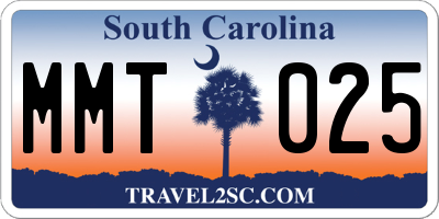 SC license plate MMT025