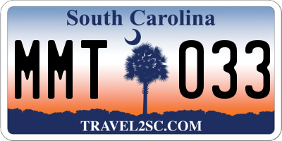 SC license plate MMT033