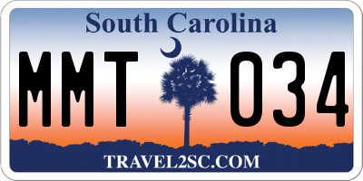 SC license plate MMT034
