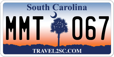 SC license plate MMT067
