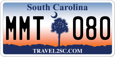 SC license plate MMT080