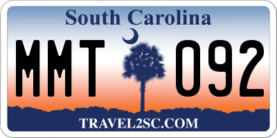 SC license plate MMT092