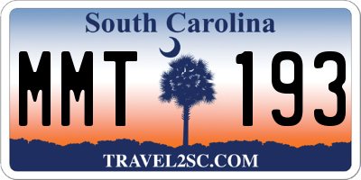 SC license plate MMT193