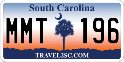 SC license plate MMT196