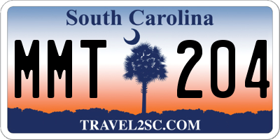 SC license plate MMT204