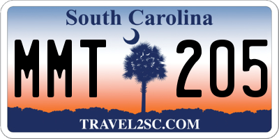 SC license plate MMT205