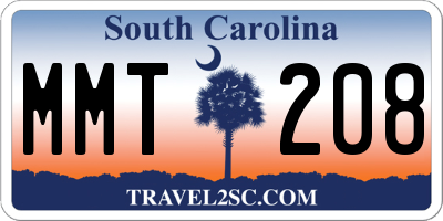 SC license plate MMT208