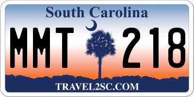 SC license plate MMT218