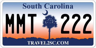SC license plate MMT222