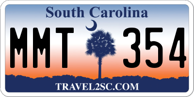 SC license plate MMT354
