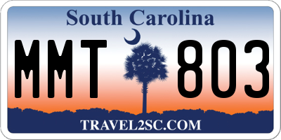 SC license plate MMT803