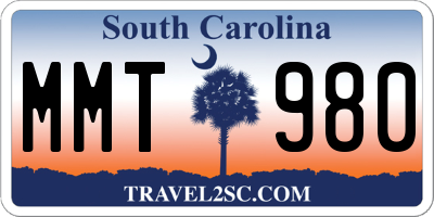 SC license plate MMT980