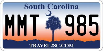 SC license plate MMT985