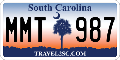SC license plate MMT987