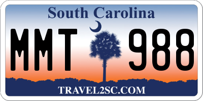 SC license plate MMT988