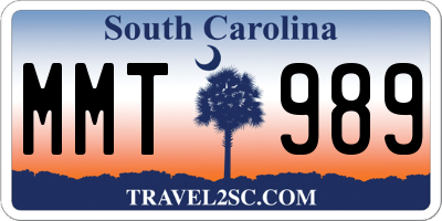 SC license plate MMT989