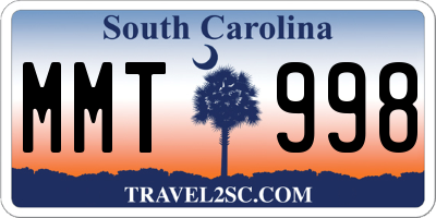 SC license plate MMT998