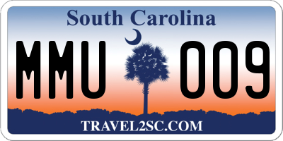 SC license plate MMU009