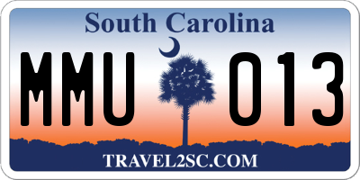 SC license plate MMU013