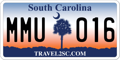 SC license plate MMU016