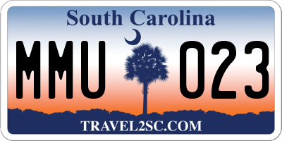 SC license plate MMU023