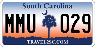 SC license plate MMU029