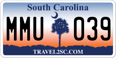 SC license plate MMU039