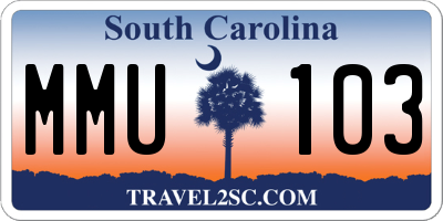 SC license plate MMU103