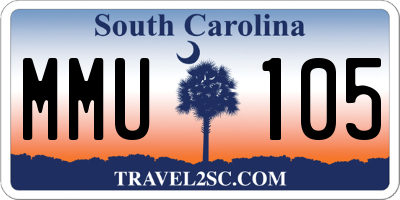 SC license plate MMU105