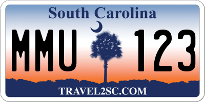 SC license plate MMU123