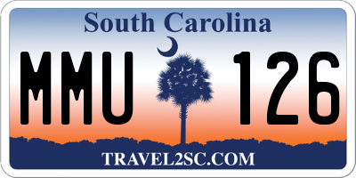SC license plate MMU126
