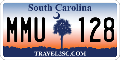 SC license plate MMU128