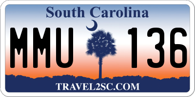 SC license plate MMU136