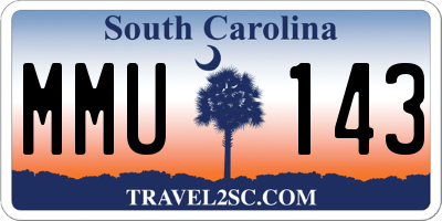 SC license plate MMU143