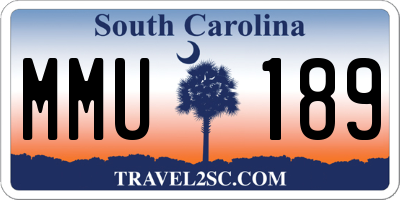 SC license plate MMU189