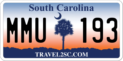 SC license plate MMU193